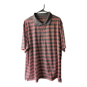 Great Northwest Mens Striped Gray and Orange Polo Size XL.